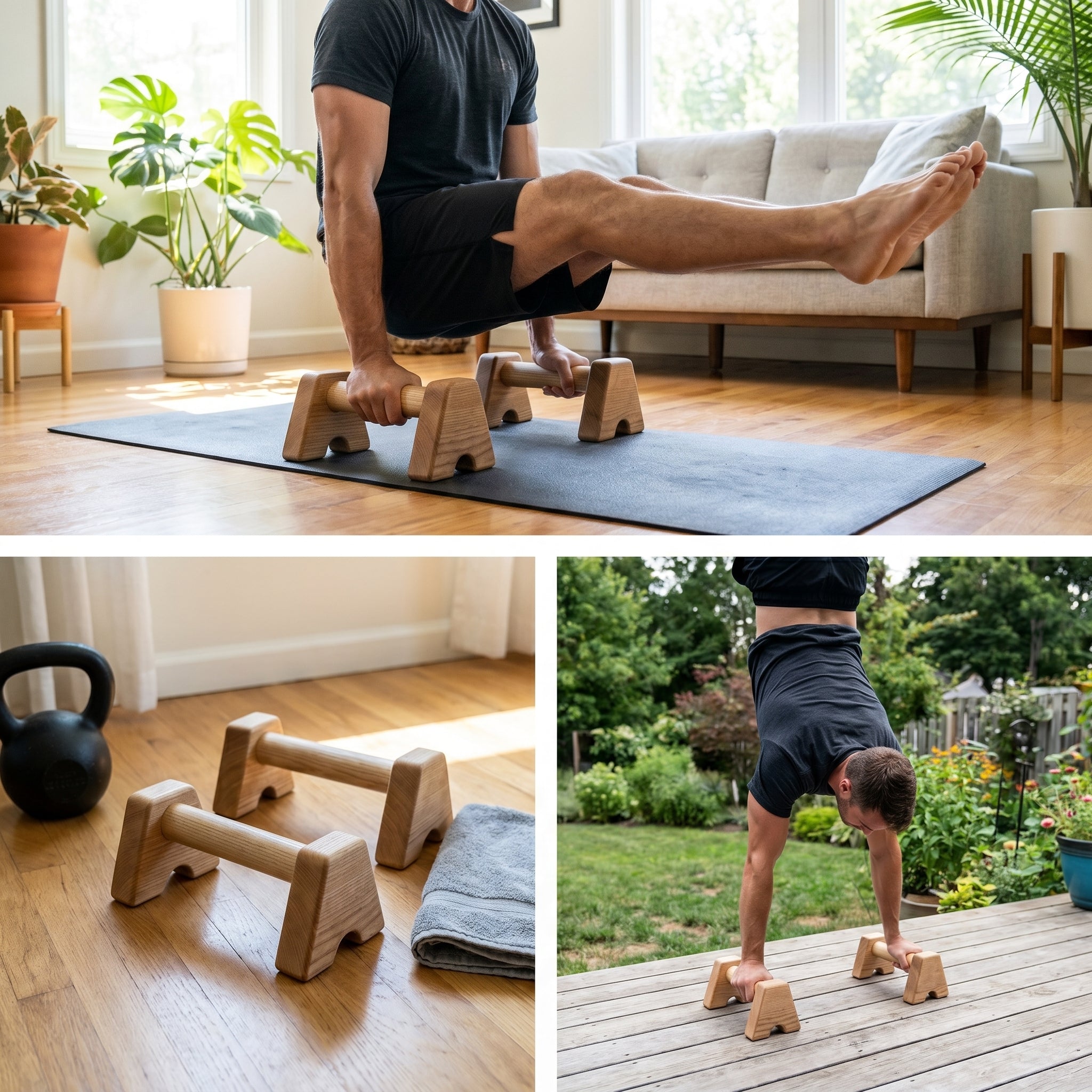 CALIMAN® Ash Wood Push-Up Handles — Premium Calisthenics Parallettes