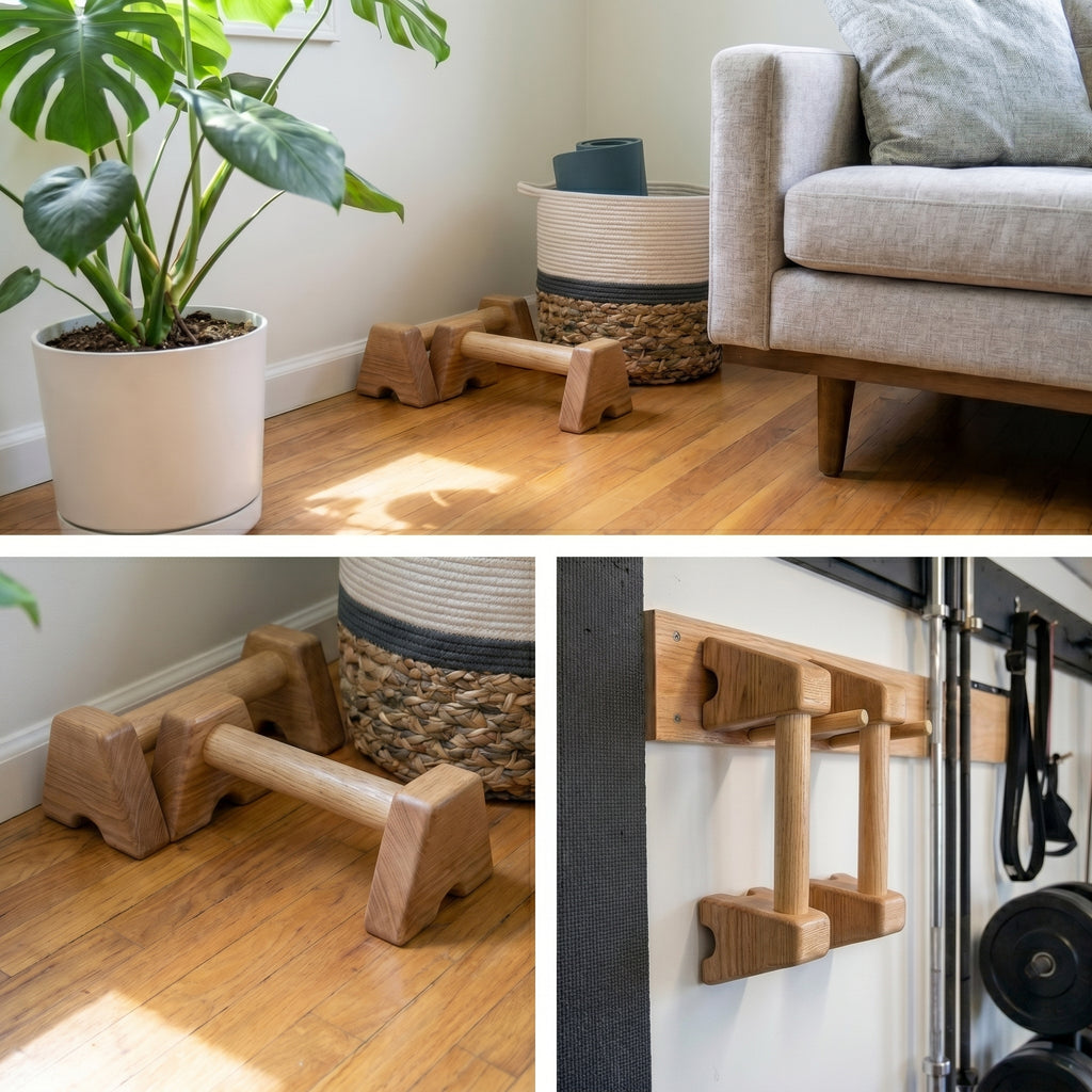 CALIMAN® Ash Wood Push-Up Handles — Premium Calisthenics Parallettes